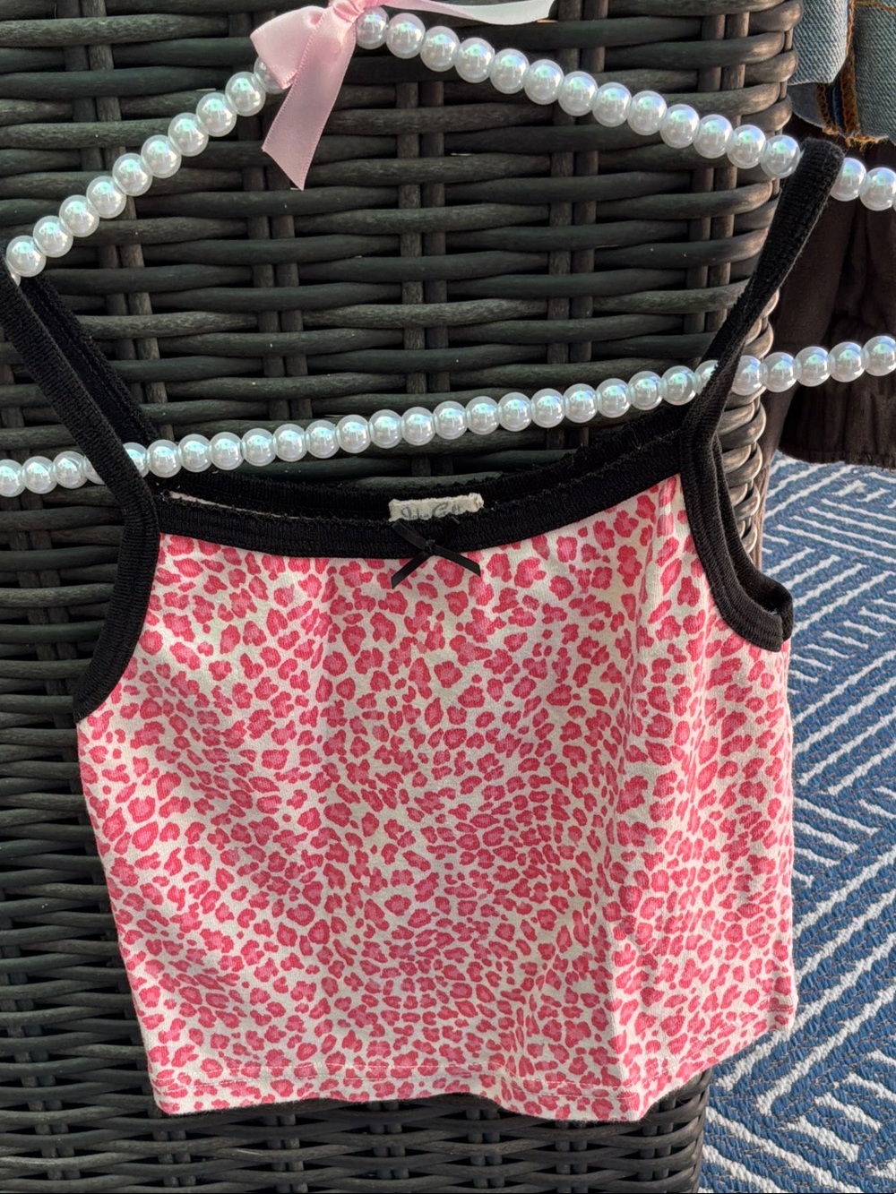 John Galt Pink Leopard Print Camisole with Black Trim